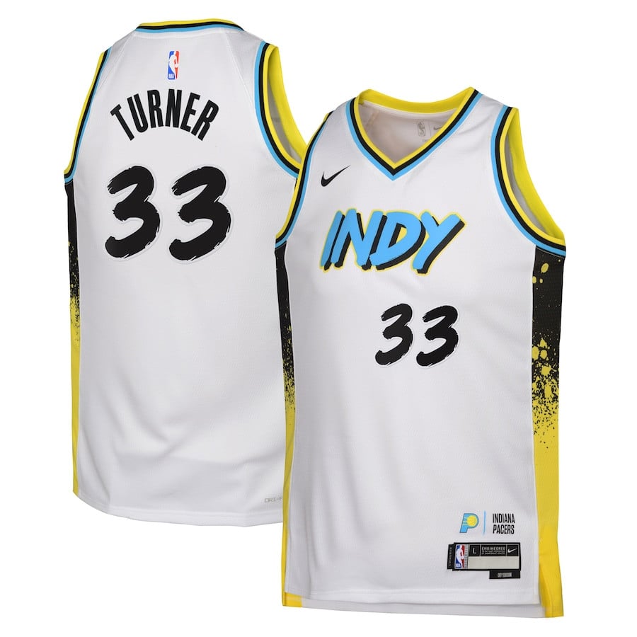 Myles Turner 33 Indiana Pacers 2024/25 Swingman Player YOUTH Jersey - City Edition - White - JS734 