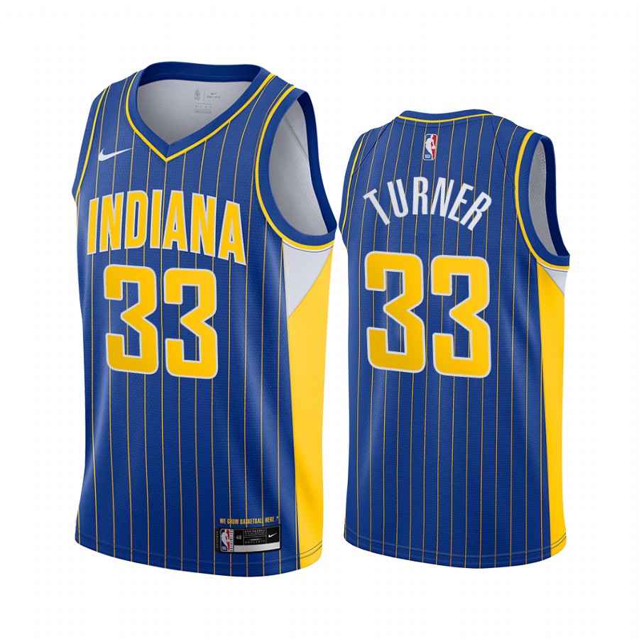 Myles Turner Indiana Pacers 2020-21 Blue City Edition Jersey New Uniform