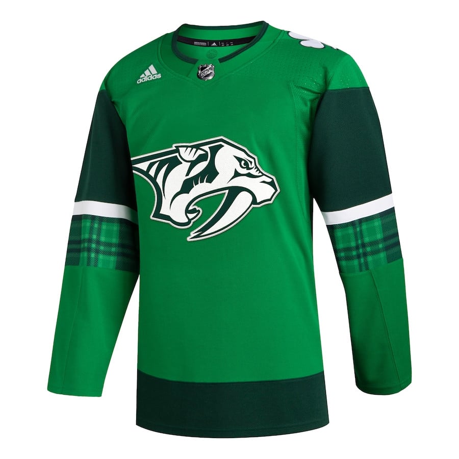 Alternative view of Nashville Predators 2023 St. Patrick's Day Primegreen Men Jersey - Kelly Green - JS788 