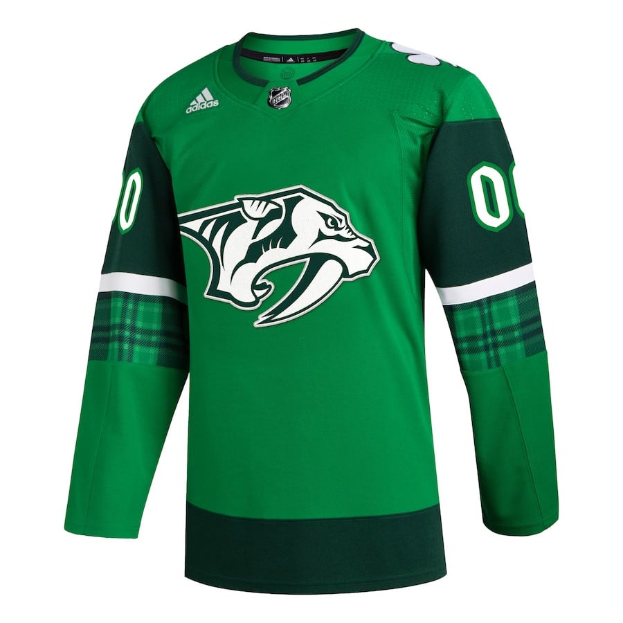 Alternative view of Nashville Predators St. Patrick's Day Custom Men Jersey - Kelly Green - JS475 