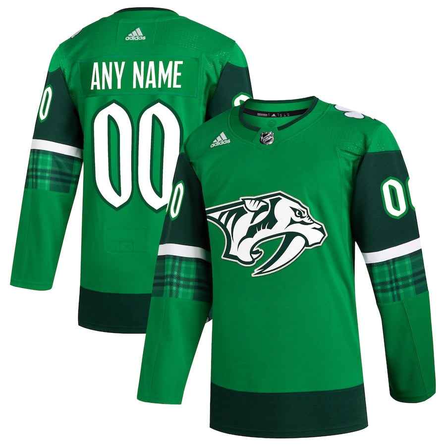 Nashville Predators St. Patrick's Day Custom Men Jersey - Kelly Green - JS475 