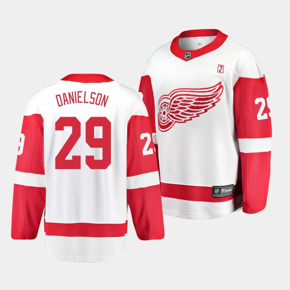 Nate Danielson #29 Detroit Red Wings 2023 Draft Away Men Jersey - White - JS829 