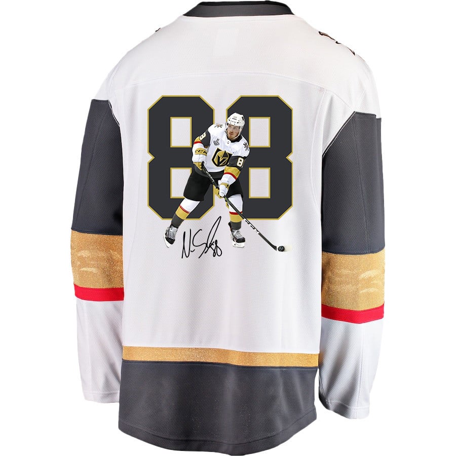 Alternative view of Nate Schmidt 88 Vegas Golden Knights Defensive Anchor 2023 Champions Stanley Cup Men Jersey - White - JS306 
