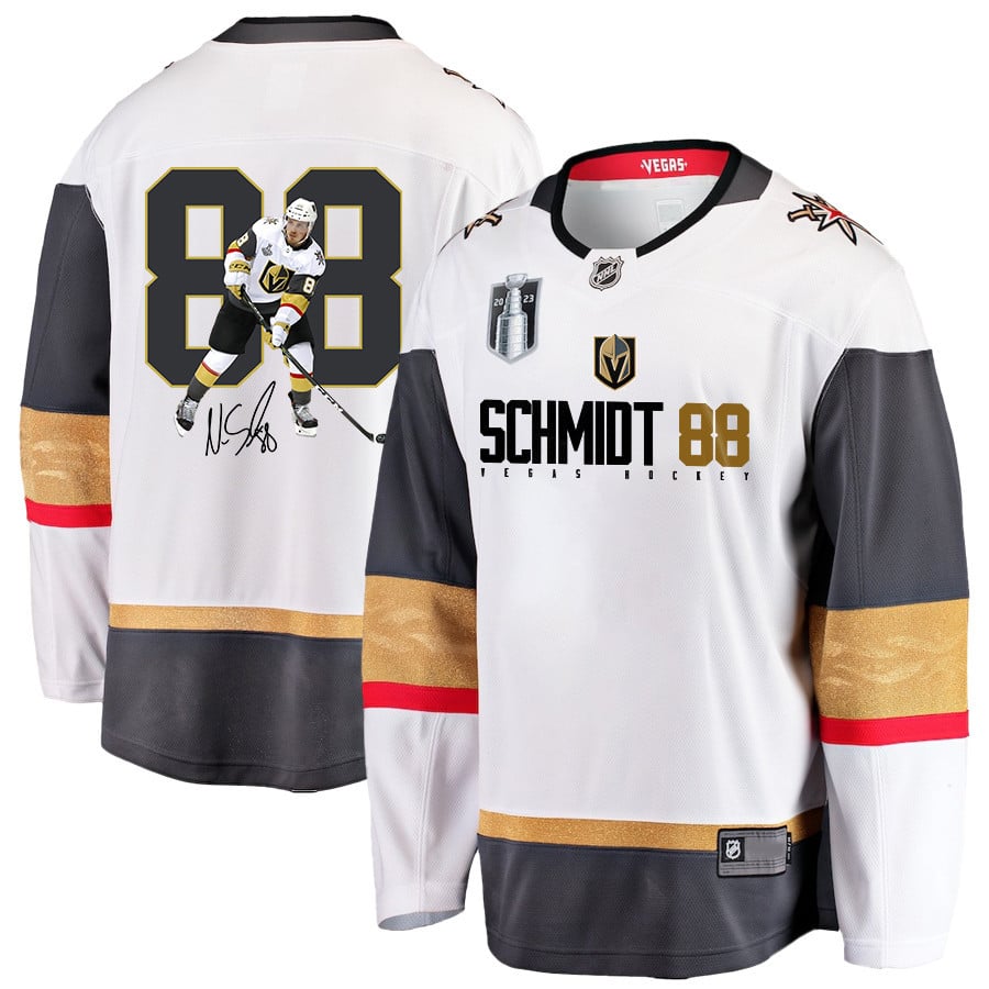 Nate Schmidt 88 Vegas Golden Knights Defensive Anchor 2023 Champions Stanley Cup Men Jersey - White - JS306 