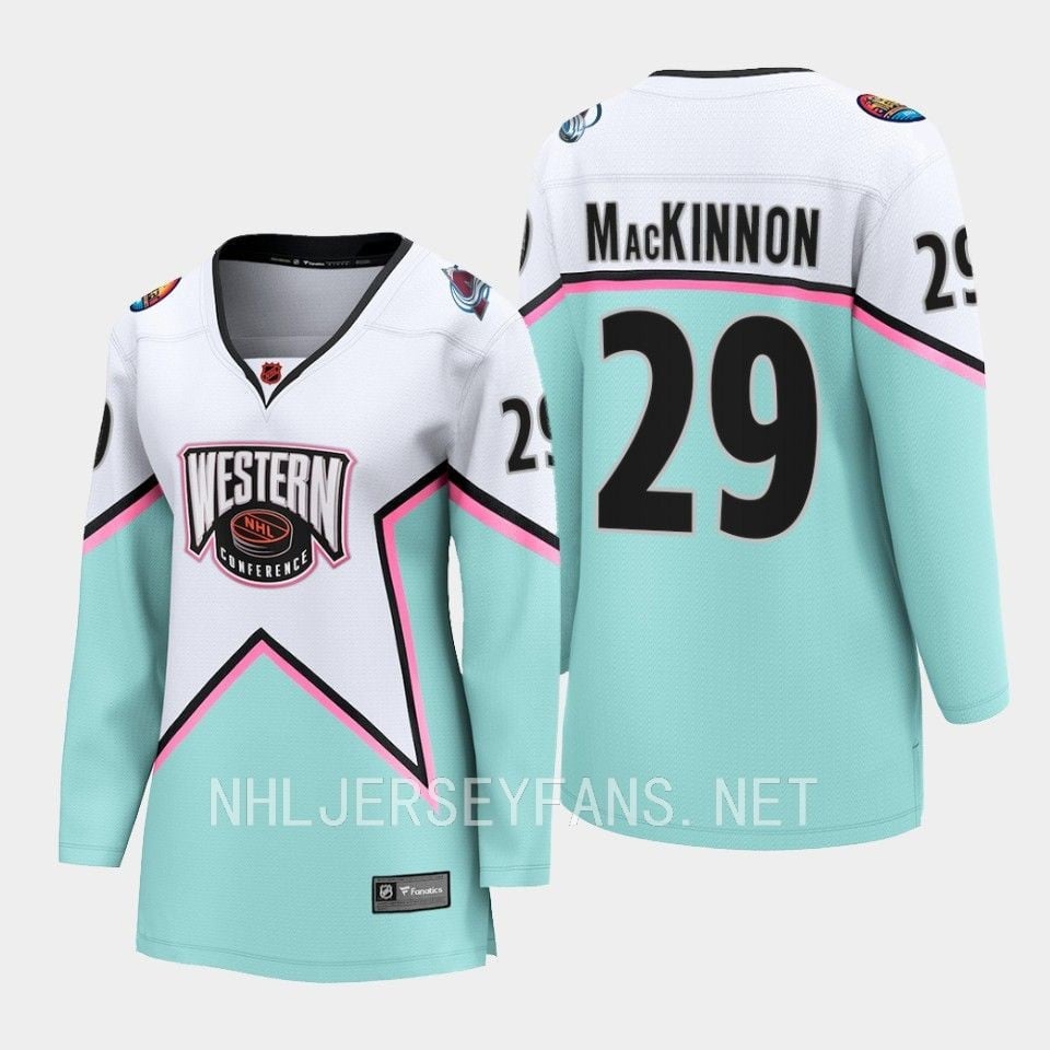 Nathan MacKinnon 29 Colorado Avalanche White 2023 All-Star Western Conference Jersey Women - JS763 