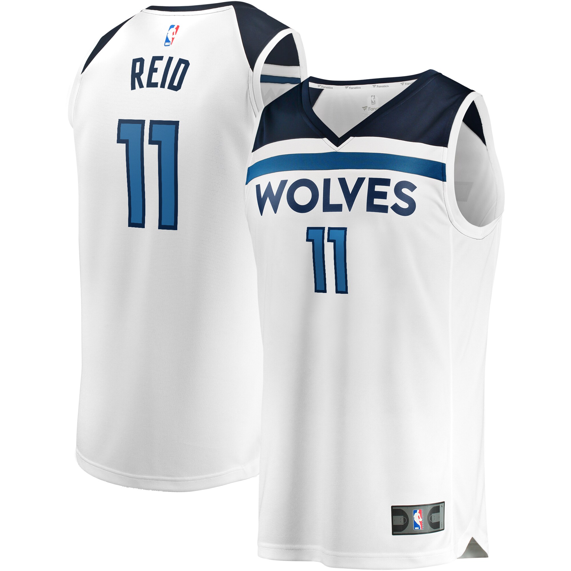 Alternative view of Naz Reid Minnesota Timberwolves Fanatics Branded Fast Break Replica Player Jersey White – Association Edition