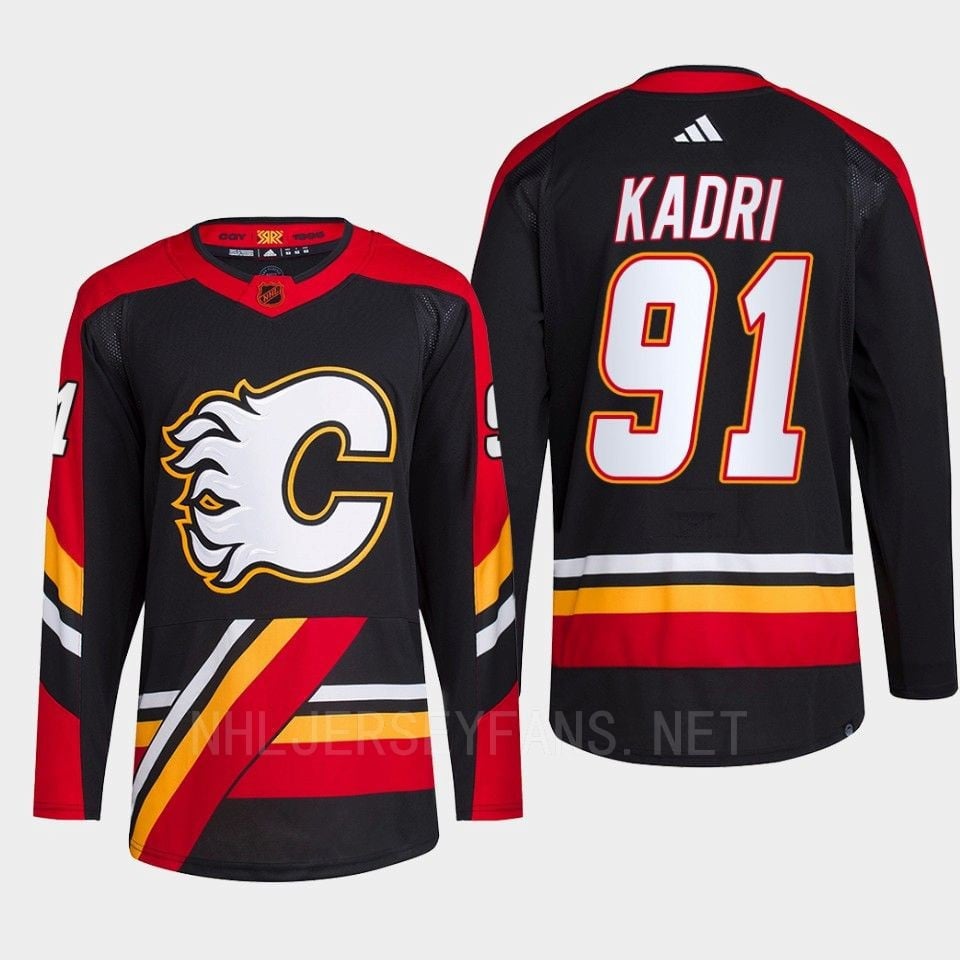 Nazem Kadri 91 Reverse Retro 2.0 2022 Calgary Flames Black Jersey Primegreen - JS145 