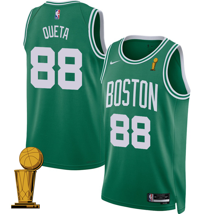 Neemias Queta 88 Boston Celtics 2024 FINALS CHAMPIONS Jersey - Icon Edition - Kelly Green - JS894
