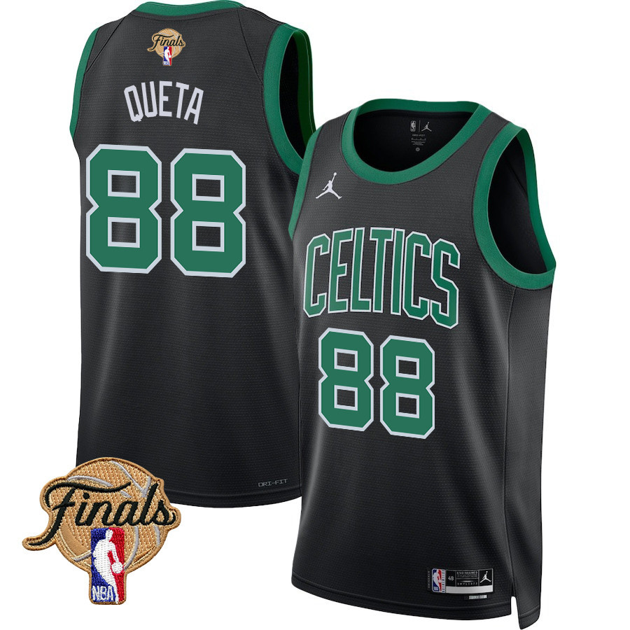 Neemias Queta 88 Boston Celtics 2024 FINALS PATCH Swingman Jersey - Statement Edition - Black - JS915