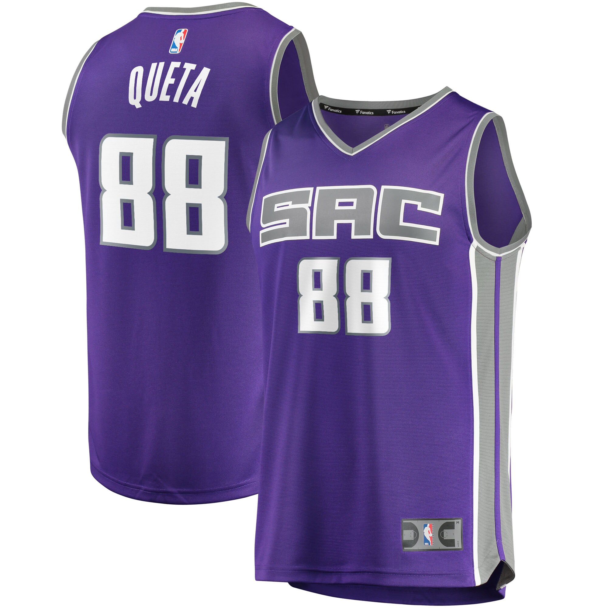 Alternative view of Neemias Queta Sacramento Kings Fanatics Branded 2021/22 Fast Break Replica Jersey - Icon Edition - Purple
