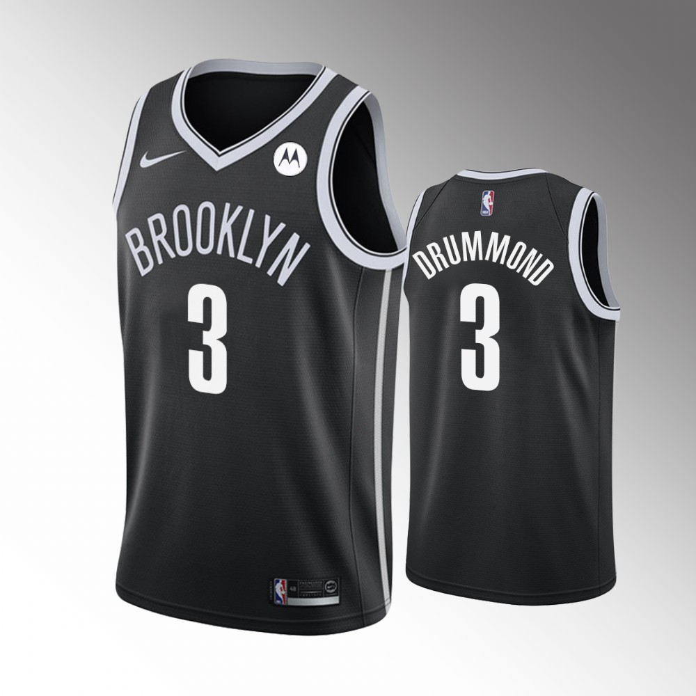 Nets Andre Drummond Icon Edition Black Drummond Brooklyn Jersey