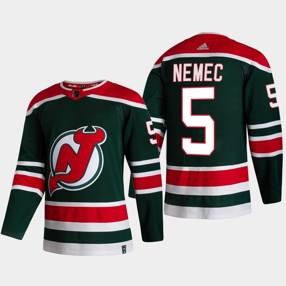 New Jersey Devils Simon Nemec 5 2022 Draft Green Jersey Reverse Retro - JS148 