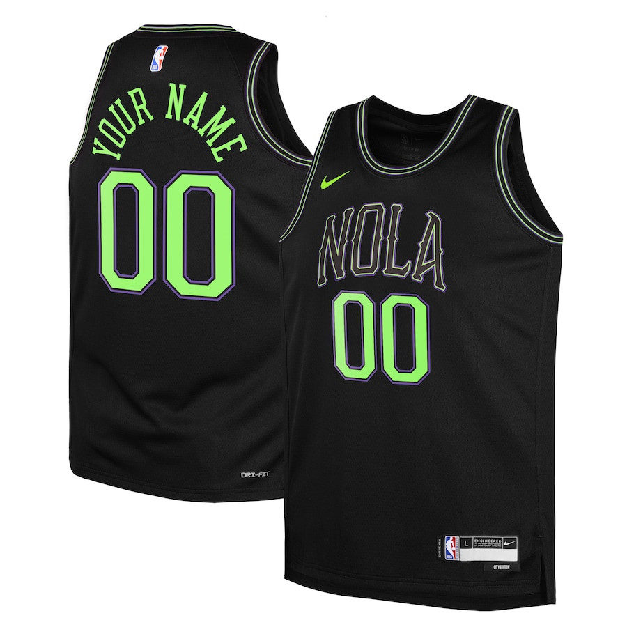 New Orleans Pelicans 2023/24 City Edition Swingman Custom YOUTH Jersey - Black - JS267 