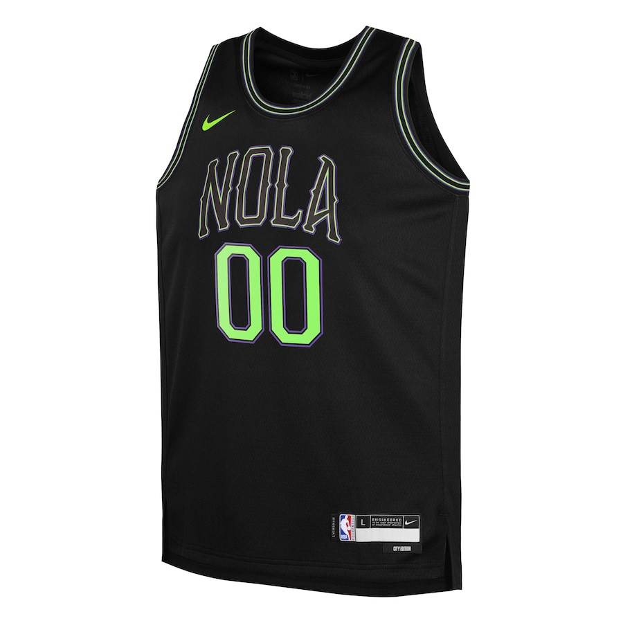 Alternative view of New Orleans Pelicans 2023/24 City Edition Swingman Custom YOUTH Jersey - Black - JS267 