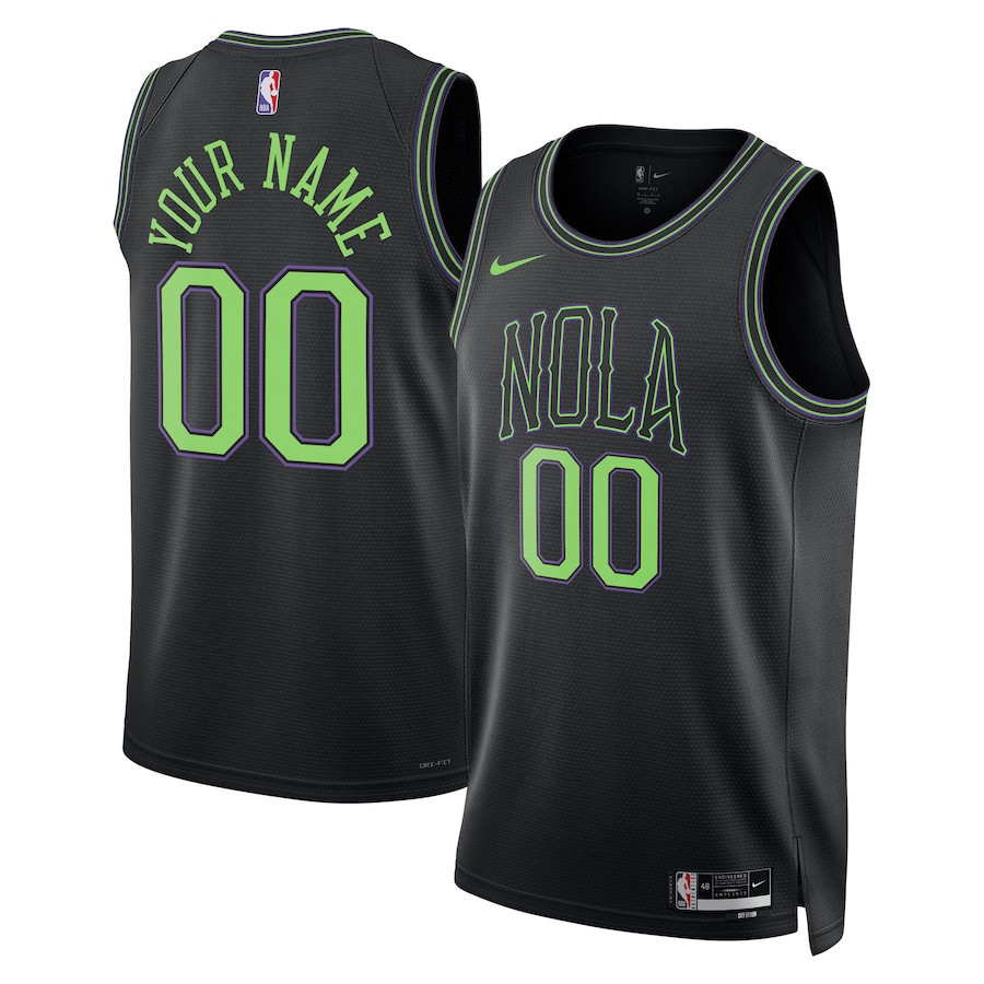 New Orleans Pelicans 2023/24 Customized Swingman Jersey - City Edition - Black - JS675 