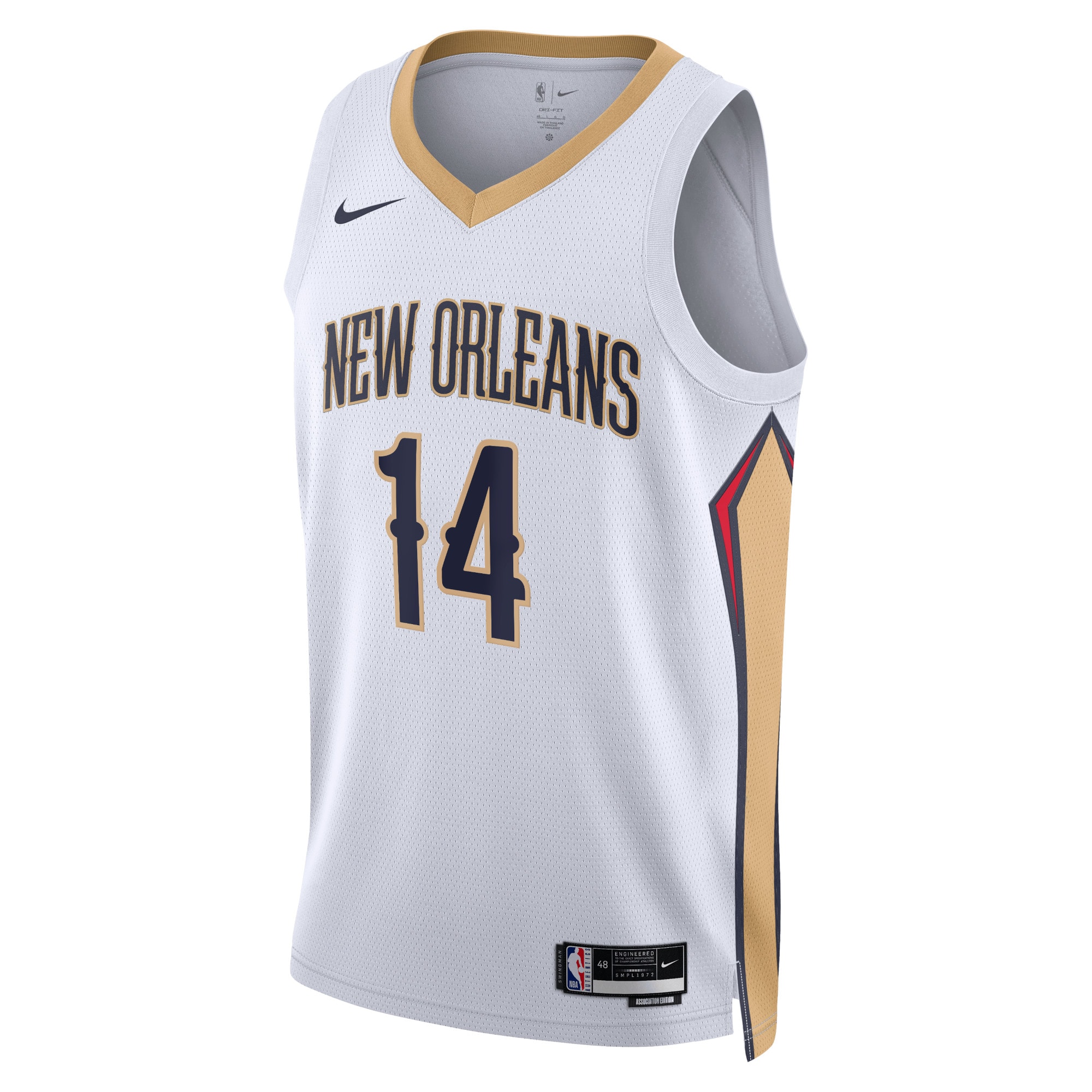 New Orleans Pelicans Association Edition Swingman Jersey - White - Brandon Ingram - Unisex - JS559 