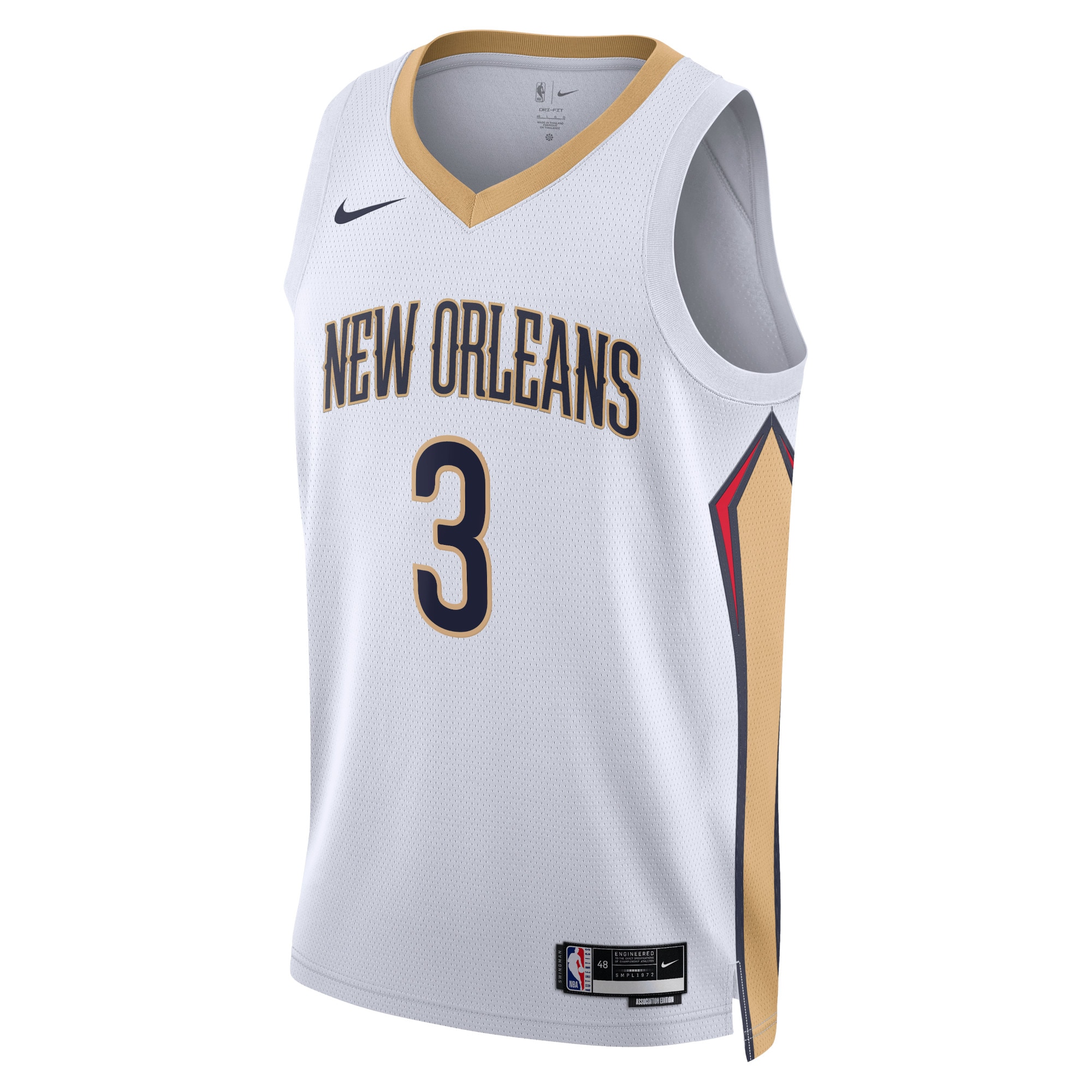 New Orleans Pelicans Association Edition Swingman Jersey - White - C.J. McCollum - Unisex - JS744 