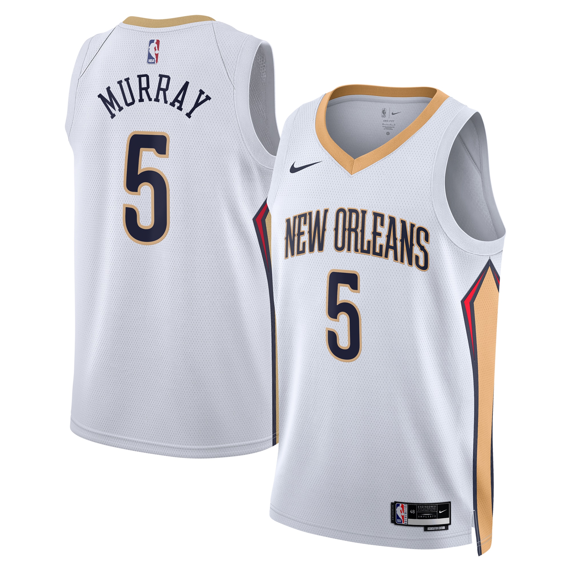New Orleans Pelicans Association Edition Swingman Jersey - White - Dejounte Murray - Unisex - JS662 