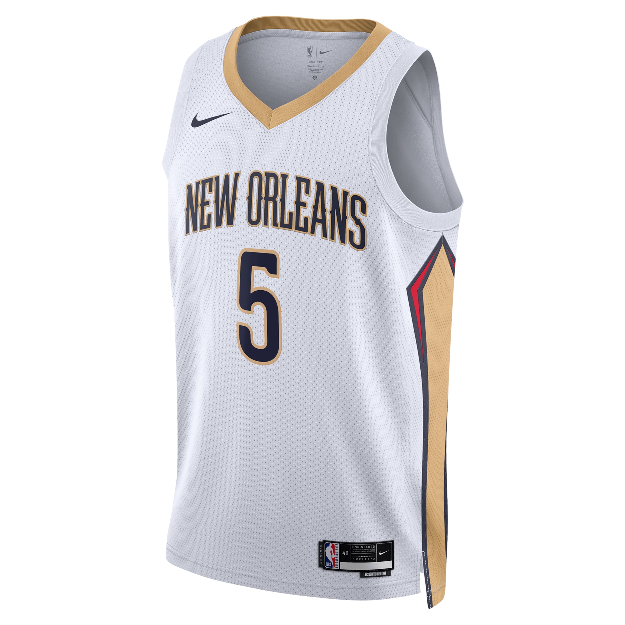 Alternative view of New Orleans Pelicans Association Edition Swingman Jersey - White - Dejounte Murray - Unisex - JS662 