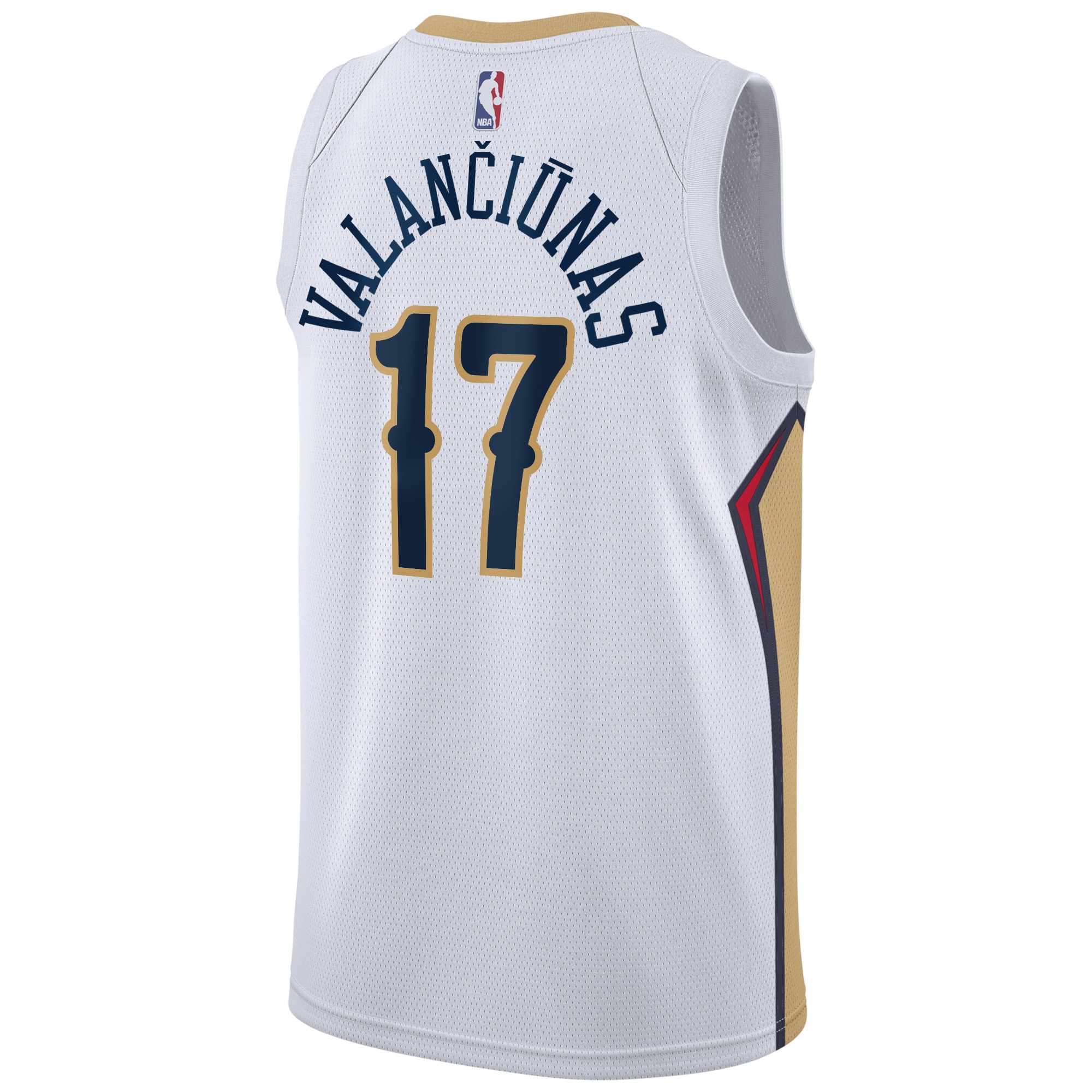 Alternative view of New Orleans Pelicans Association Edition Swingman Jersey - White - Jonas Valanciunas - Mens - JS644 