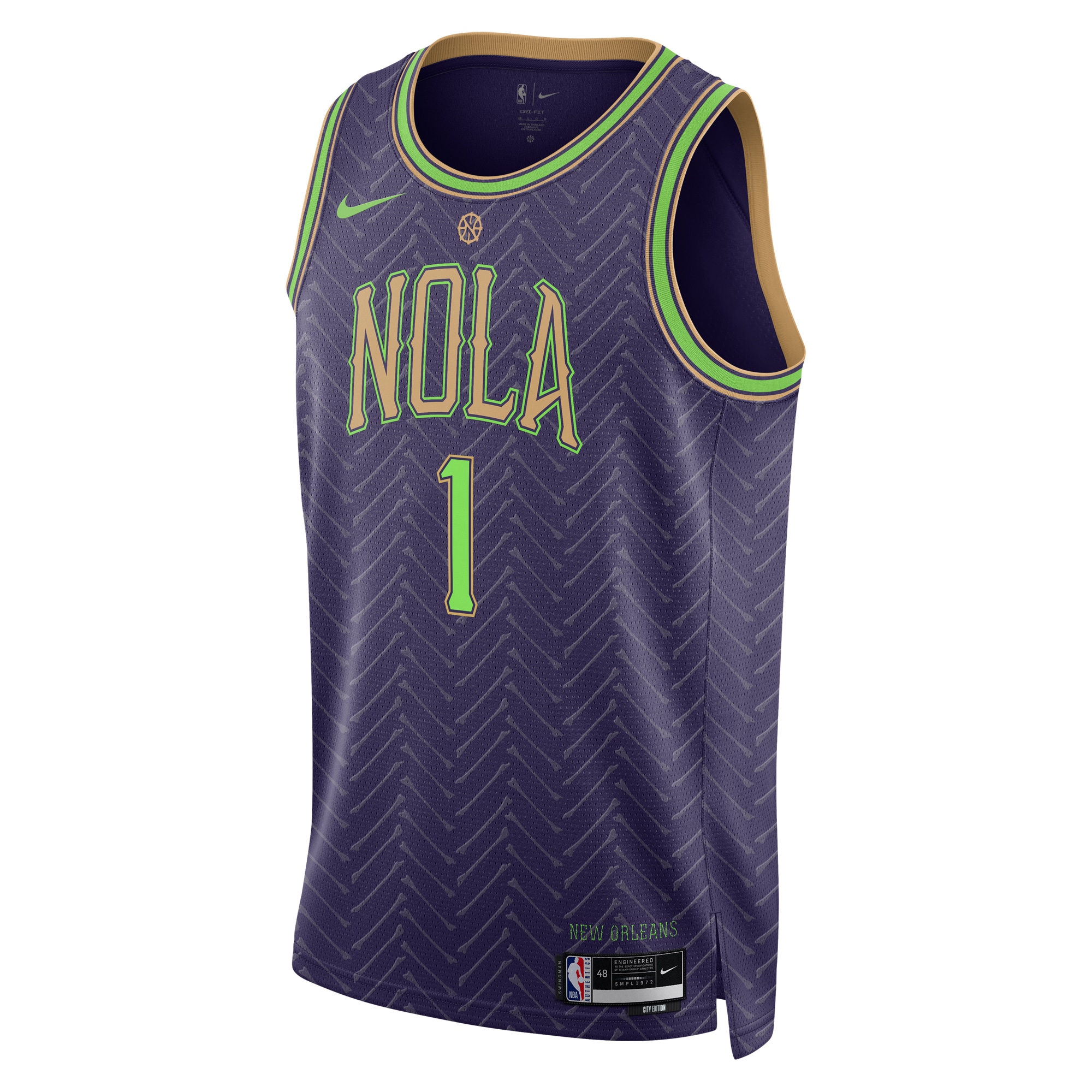Alternative view of New Orleans Pelicans City Edition Swingman Jersey 2024 - Purple - Zion Williamson - Unisex - JS483 