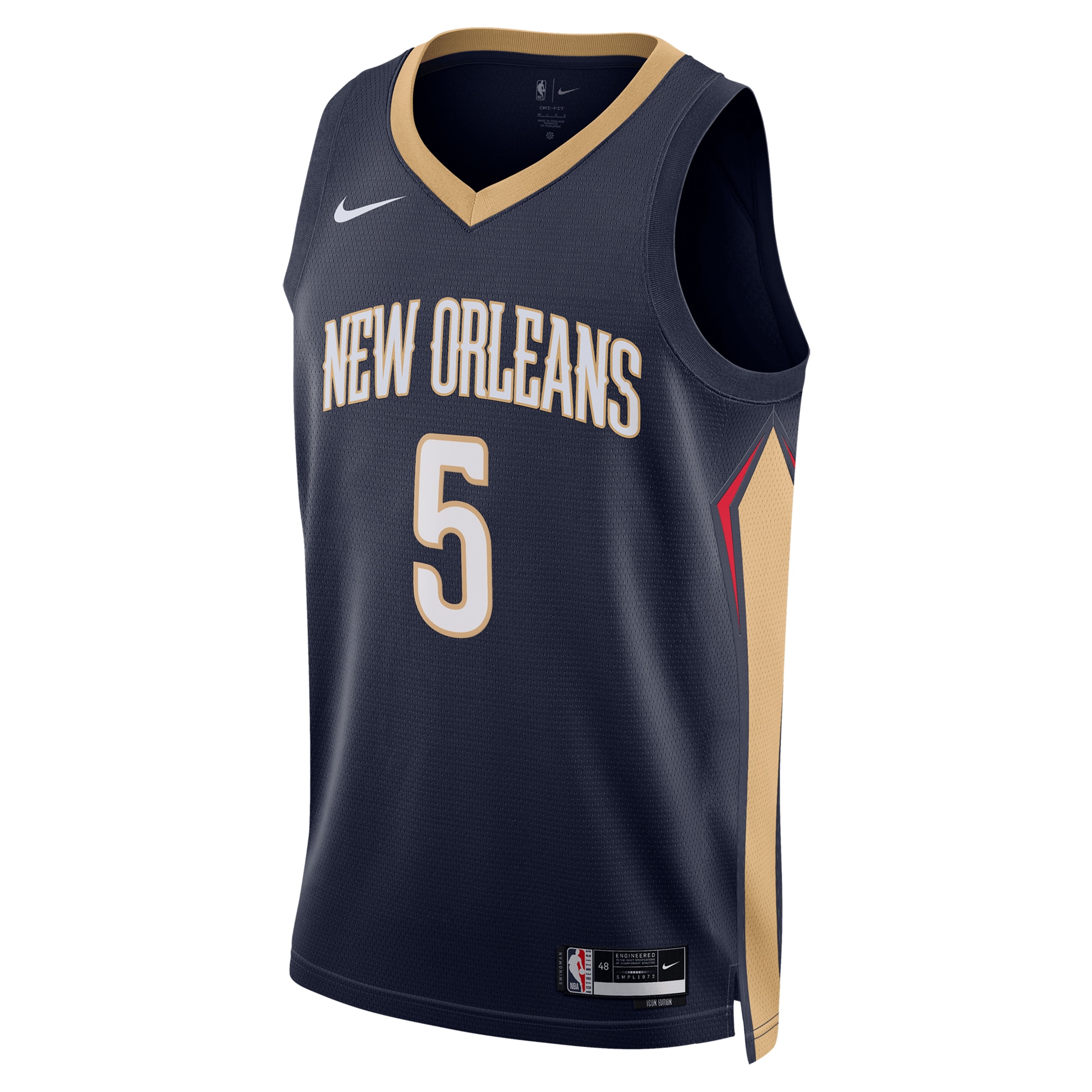 Alternative view of New Orleans Pelicans Icon Edition Swingman Jersey - Navy - Dejounte Murray - Unisex - JS570 