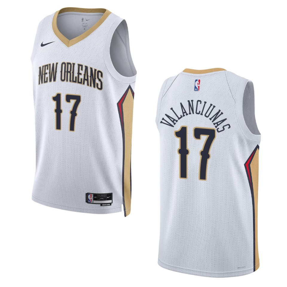 New Orleans Pelicans Jonas Valanciunas 2022-23 Association Edition White Swingman Jersey