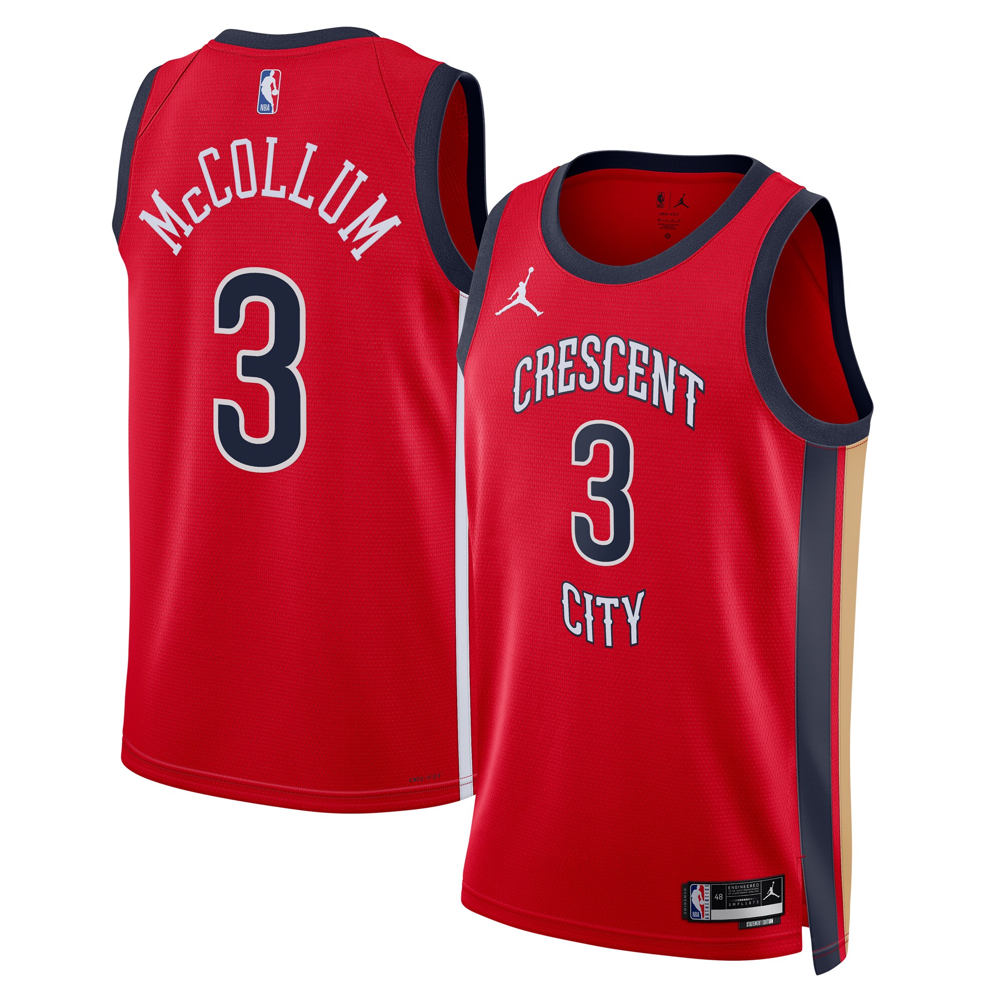 New Orleans Pelicans Jordan Brand Statement Edition Swingman Jersey - Rojo - C.J. McCollum - Unisex - JS873 