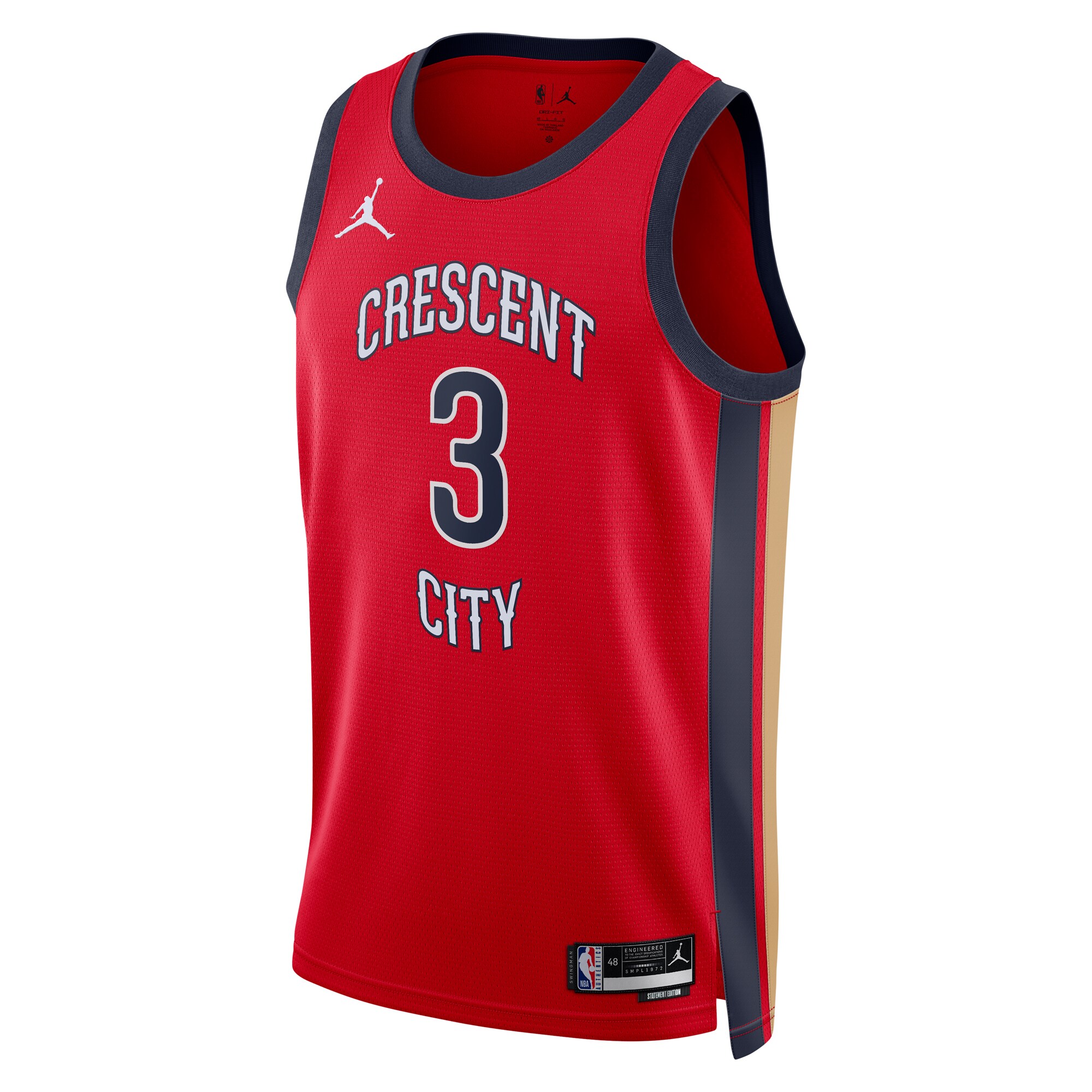 Alternative view of New Orleans Pelicans Jordan Brand Statement Edition Swingman Jersey - Rojo - C.J. McCollum - Unisex - JS873 