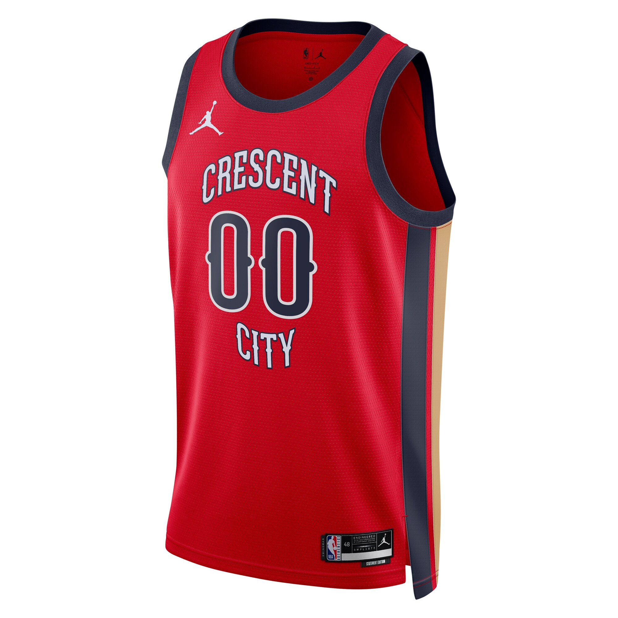 Alternative view of New Orleans Pelicans Jordan Brand Unisex Swingman Custom Jersey - Red - Statement Edition