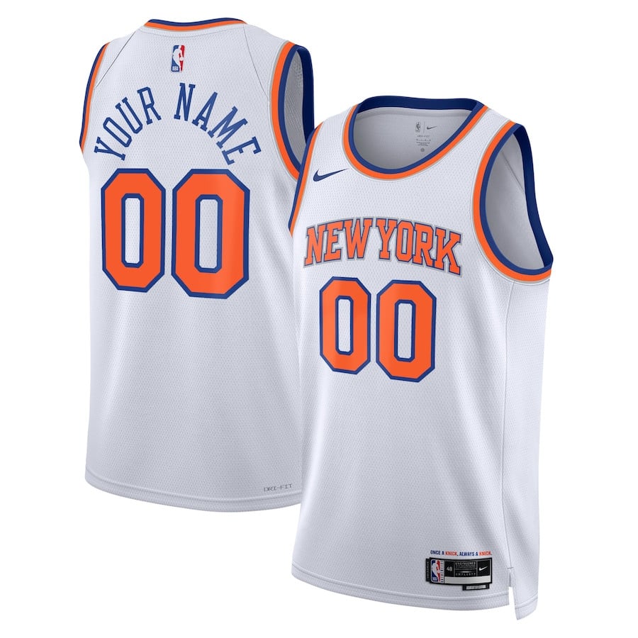 New York Knicks 2023/24 Association Swingman Custom Men Jersey - White - JS386 