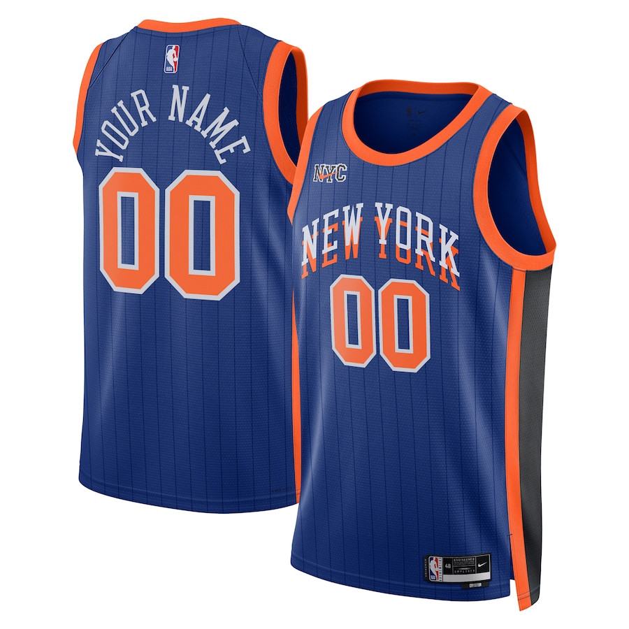 New York Knicks 2023/24 City Edition Swingman Custom Jersey - Blue - JS732 