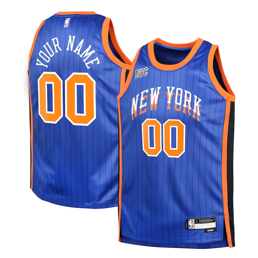 New York Knicks 2023/24 City Edition Swingman Custom YOUTH Jersey - Blue - JS676 
