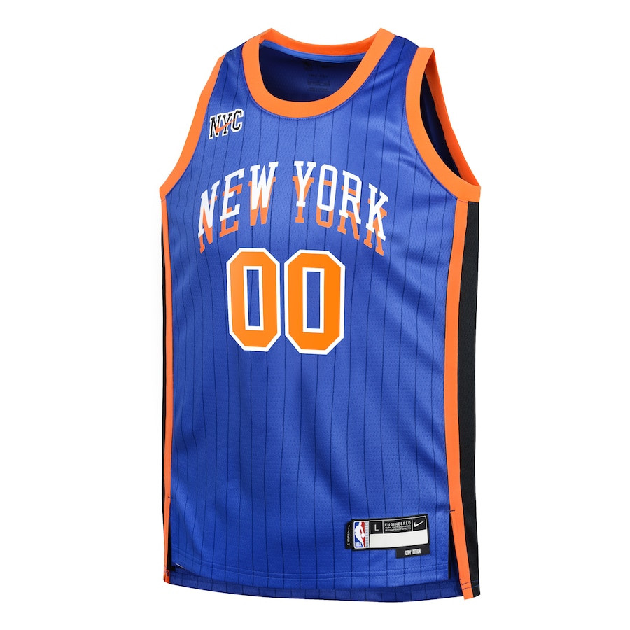 Alternative view of New York Knicks 2023/24 City Edition Swingman Custom YOUTH Jersey - Blue - JS676 