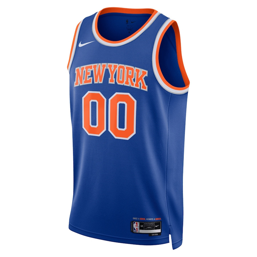 Alternative view of New York Knicks 2023/24 Icon Swingman Custom Men Jersey - Blue - JS591 