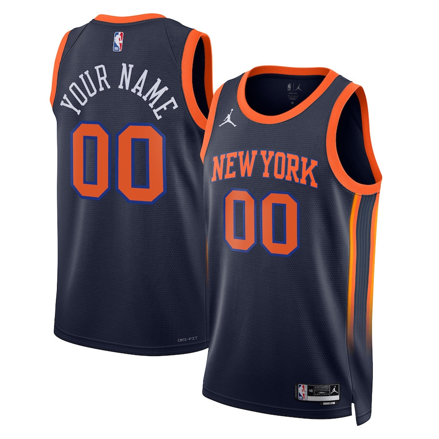 New York Knicks 2023/24 Statement Swingman Custom Men Jersey - Navy - JS916 