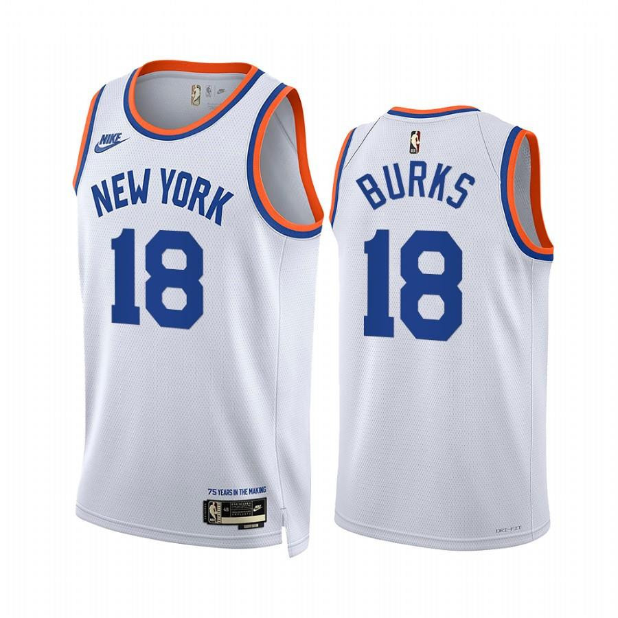 New York Knicks Alec Burks 18 White Year Zero Classic Edition Jersey - Men Jersey - JS469 