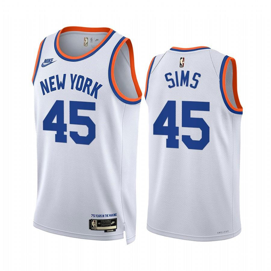 New York Knicks Jericho Sims 45 White Year Zero Classic EditionJersey - Men Jersey - JS746 