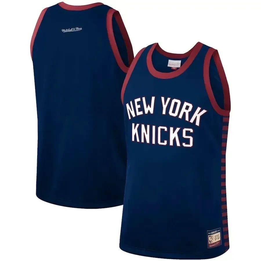 New York Knicks Mitchell & Ness Hardwood Classics Team Heritage Fashion Jersey - Blue - JS878 