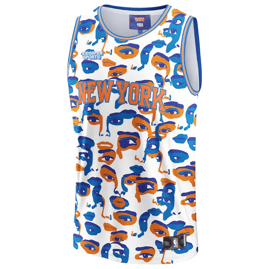 Alternative view of New York Knicks NBA & KidSuper Studios Unisex Hometown Jersey - White - JS716 