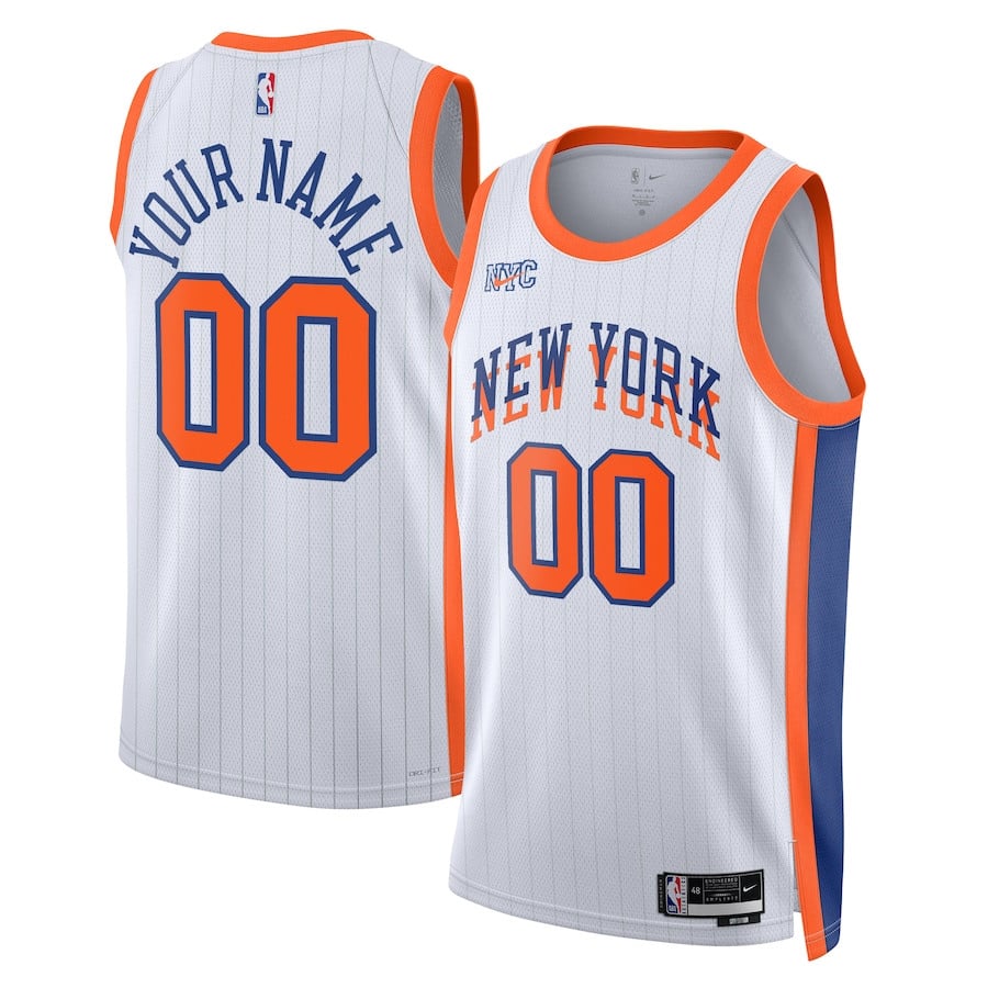 New York Knicks Unisex 2024/25 Custom Swingman Jersey - City Edition - White - JS348 