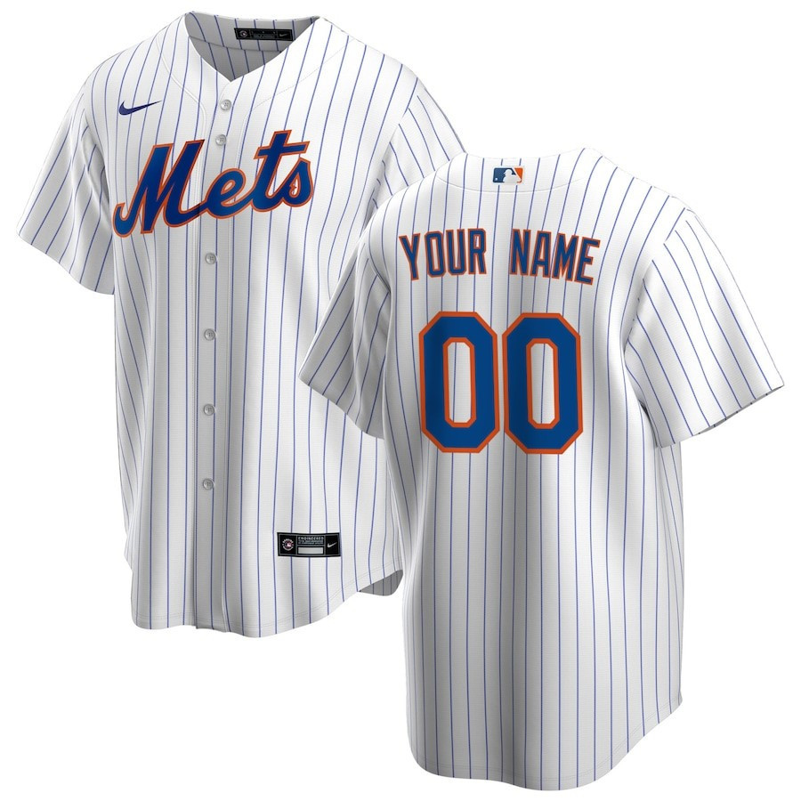New York Mets Home Custom Men Jersey - White 