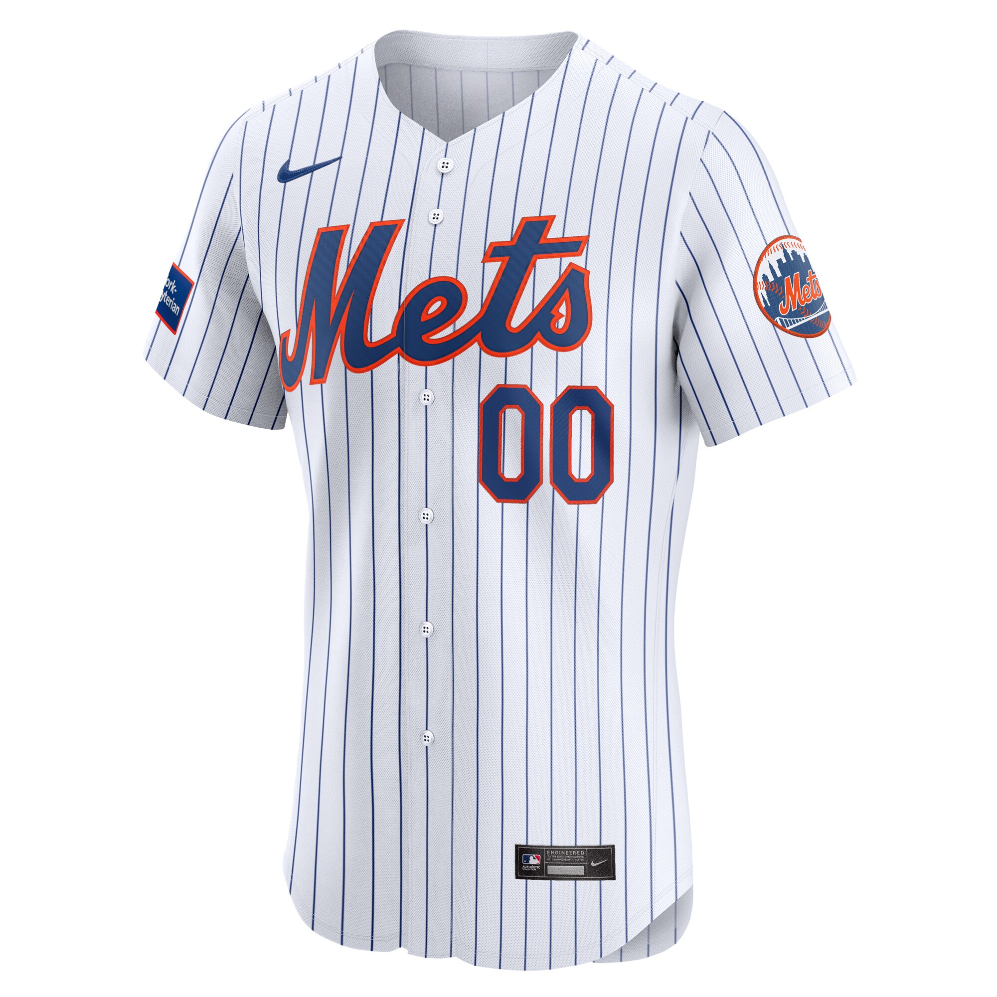Alternative view of New York Mets Home Elite Custom Patch Jersey - White
