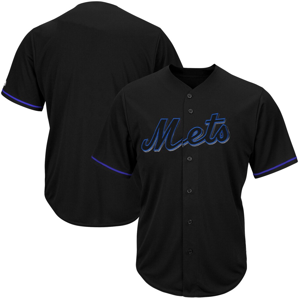 New York Mets Majestic Big & Tall Pop Fashion V-neck Jersey - Black