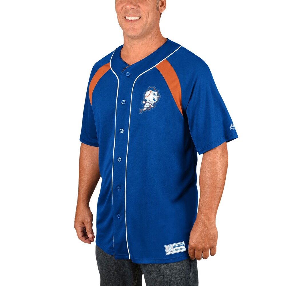 New York Mets Majestic Cooperstown Collection Peak Power Fashion Jersey - Royal/orange