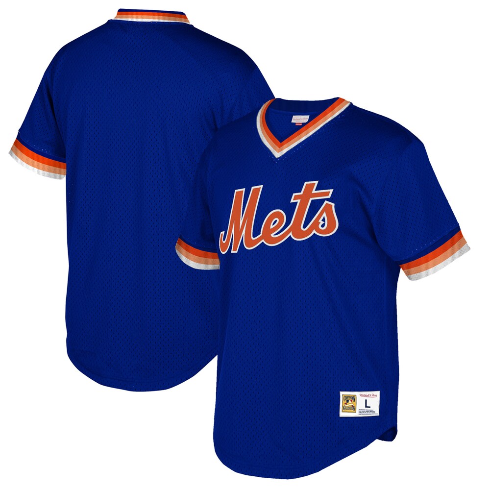 New York Mets Mitchell & Ness Cooperstown Collection Mesh Wordmark V-neck Jersey - Royal