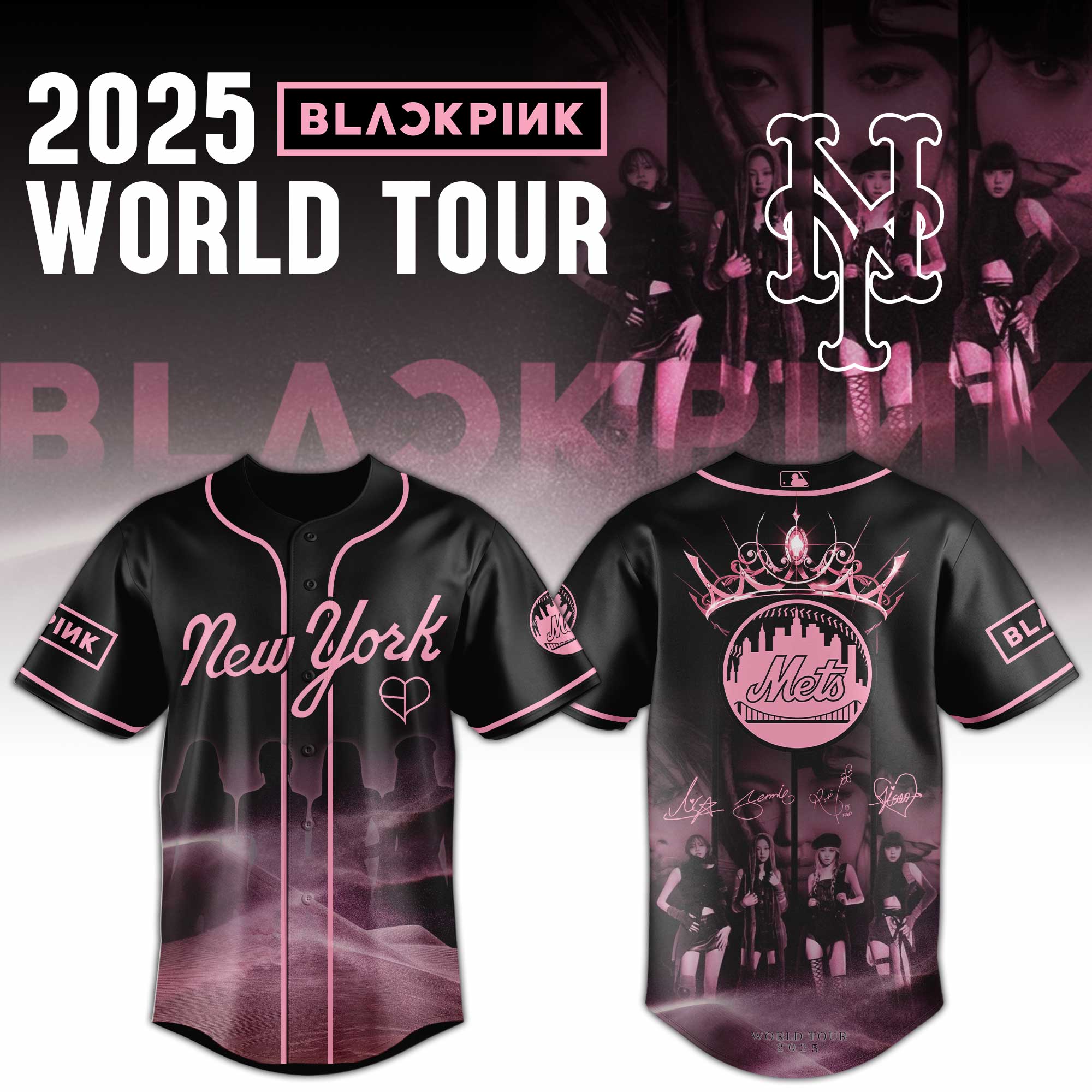 New York Mets Mlb X Blackpink 2025 World Tour Custom Baseball Jersey