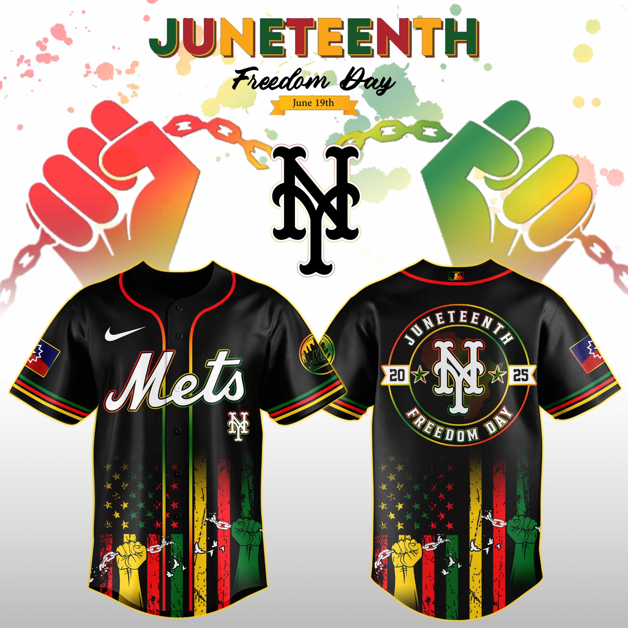New York Mets Mlb X Juneteenth Day Custom Baseball Jersey Edition Custom Baseball Jersey 2025