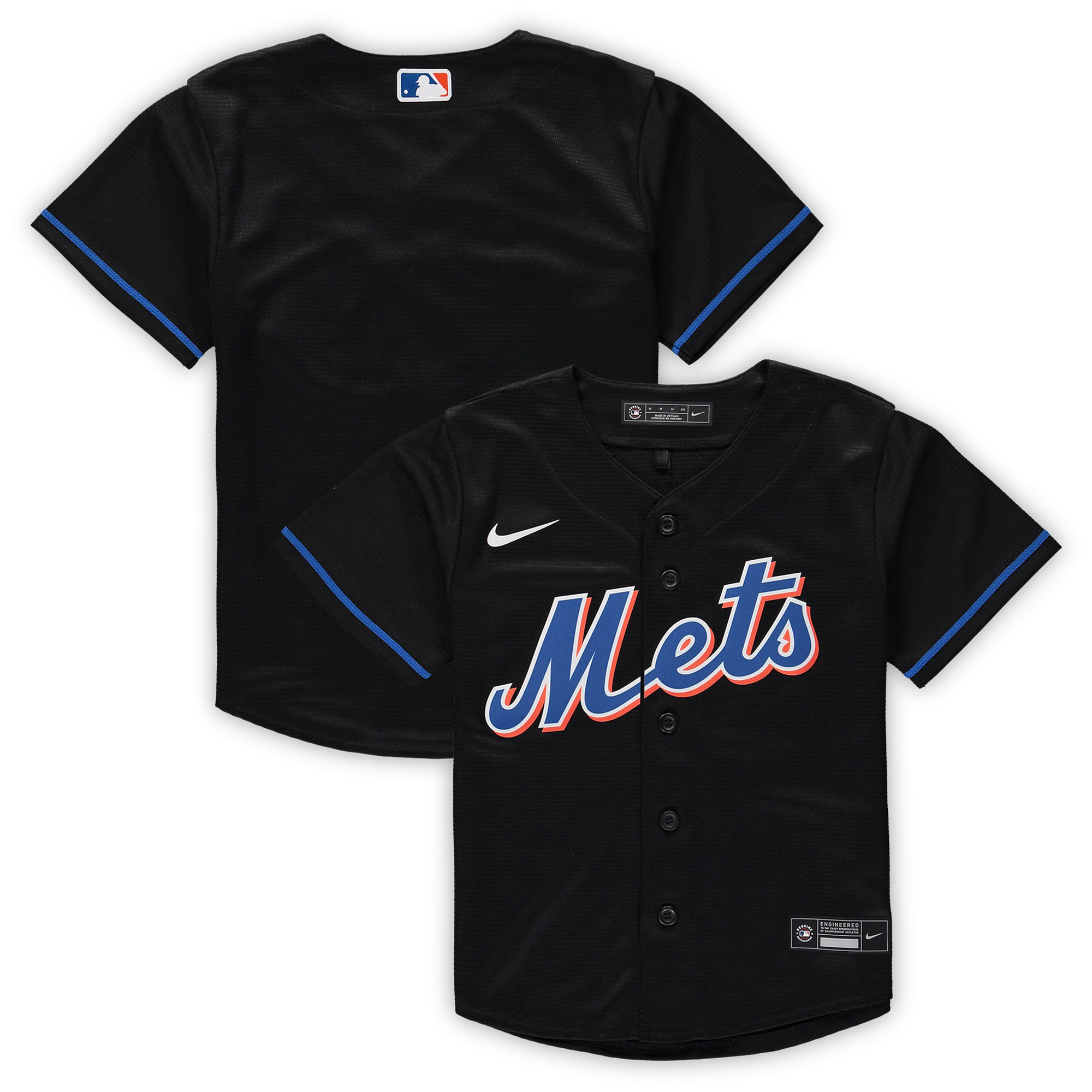 Alternative view of New York Mets Preschool Alternate Replica Team Jersey - Black