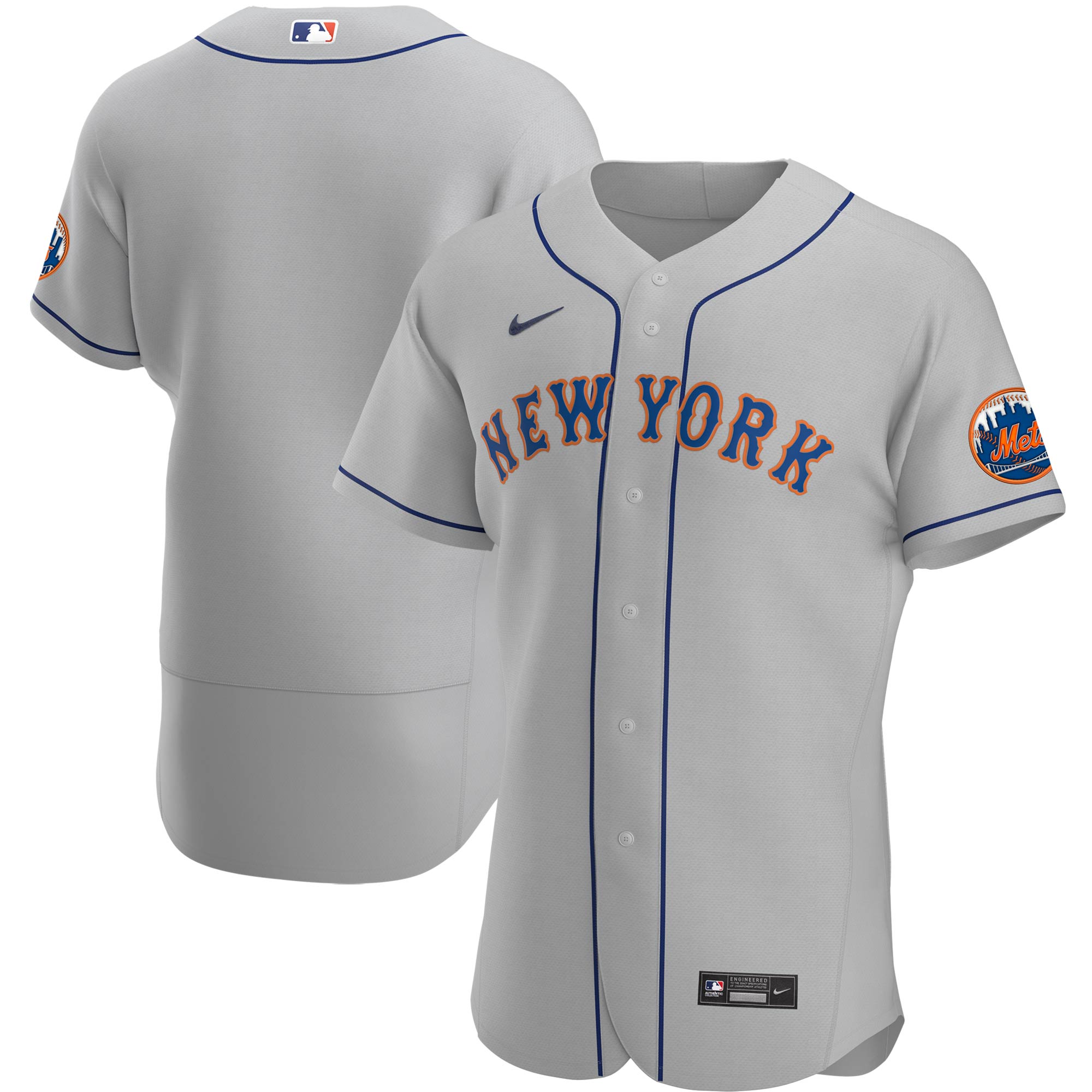 Alternative view of New York Mets Road Authentic Team Jersey – Gray